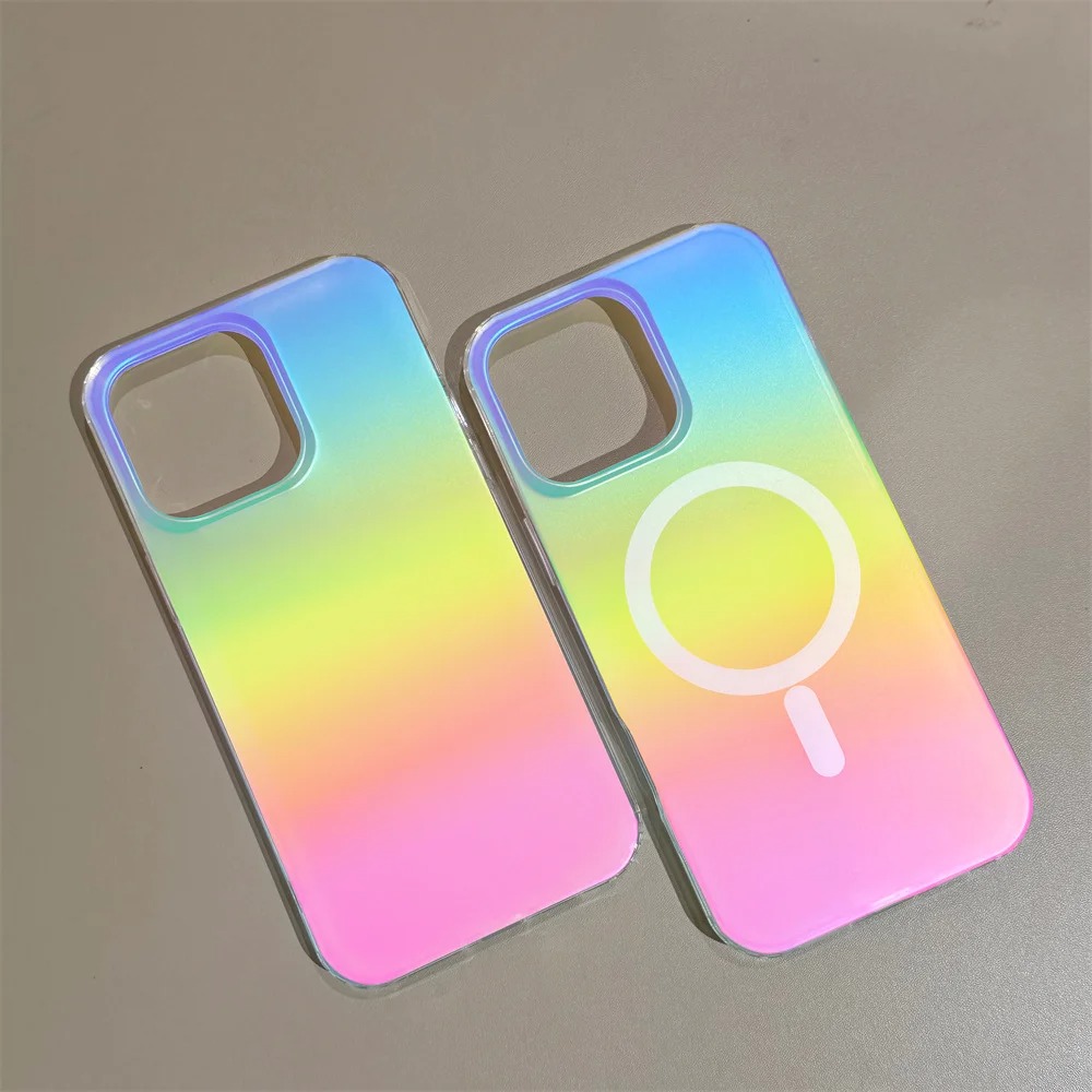 Matte Frosted Case - Frosted Laser Gradient Rainbow Case for