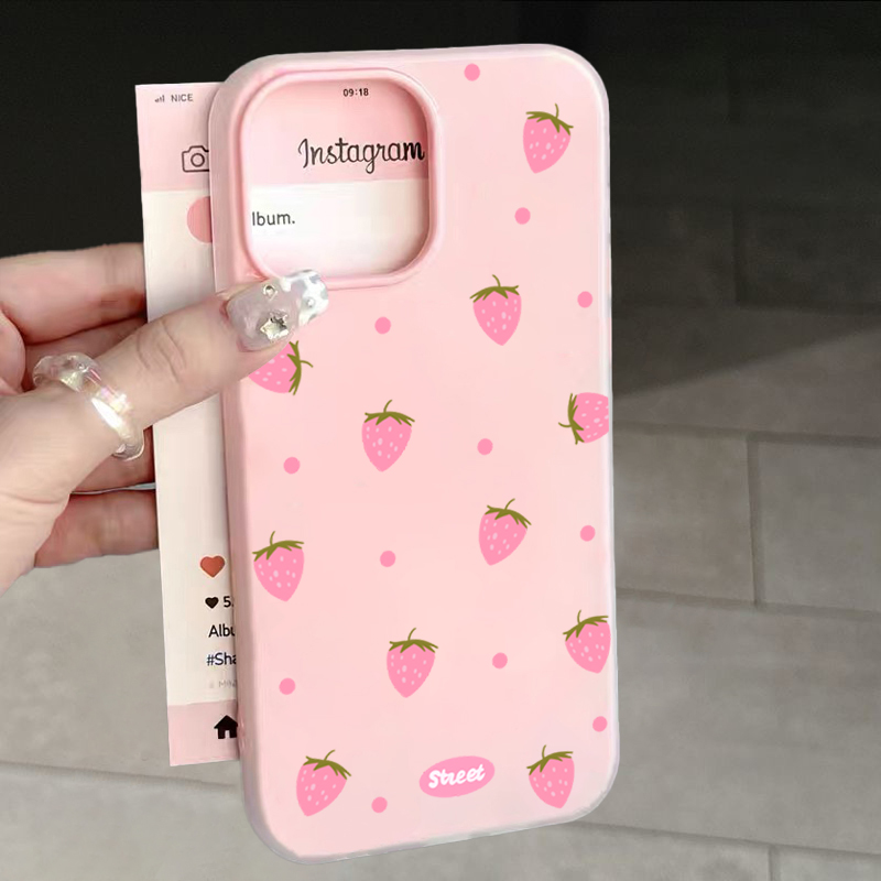 Phone Cases Iphone 11 - Sweet Pink Strawberry Pattern Phone Case
