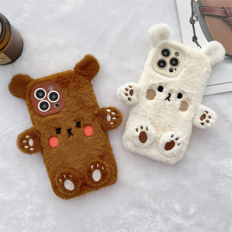 Korean 3D Cartoon Bear Fluffy  - Phone Cases Iphone 11 incelemesi ve fiyatı