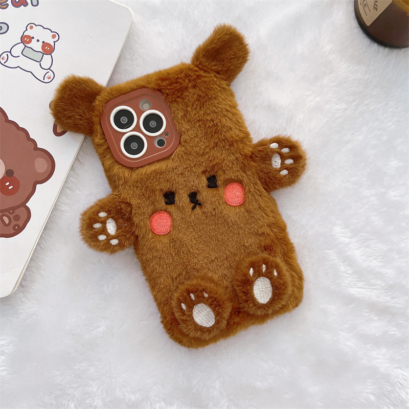 Korean 3D Cartoon Bear Fluffy  - Phone Cases Iphone 11 incelemesi ve fiyatı