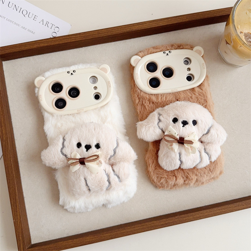 3D Cartoon Bowknot Puppy Warm  - Phone Cases Casely incelemesi ve fiyatı