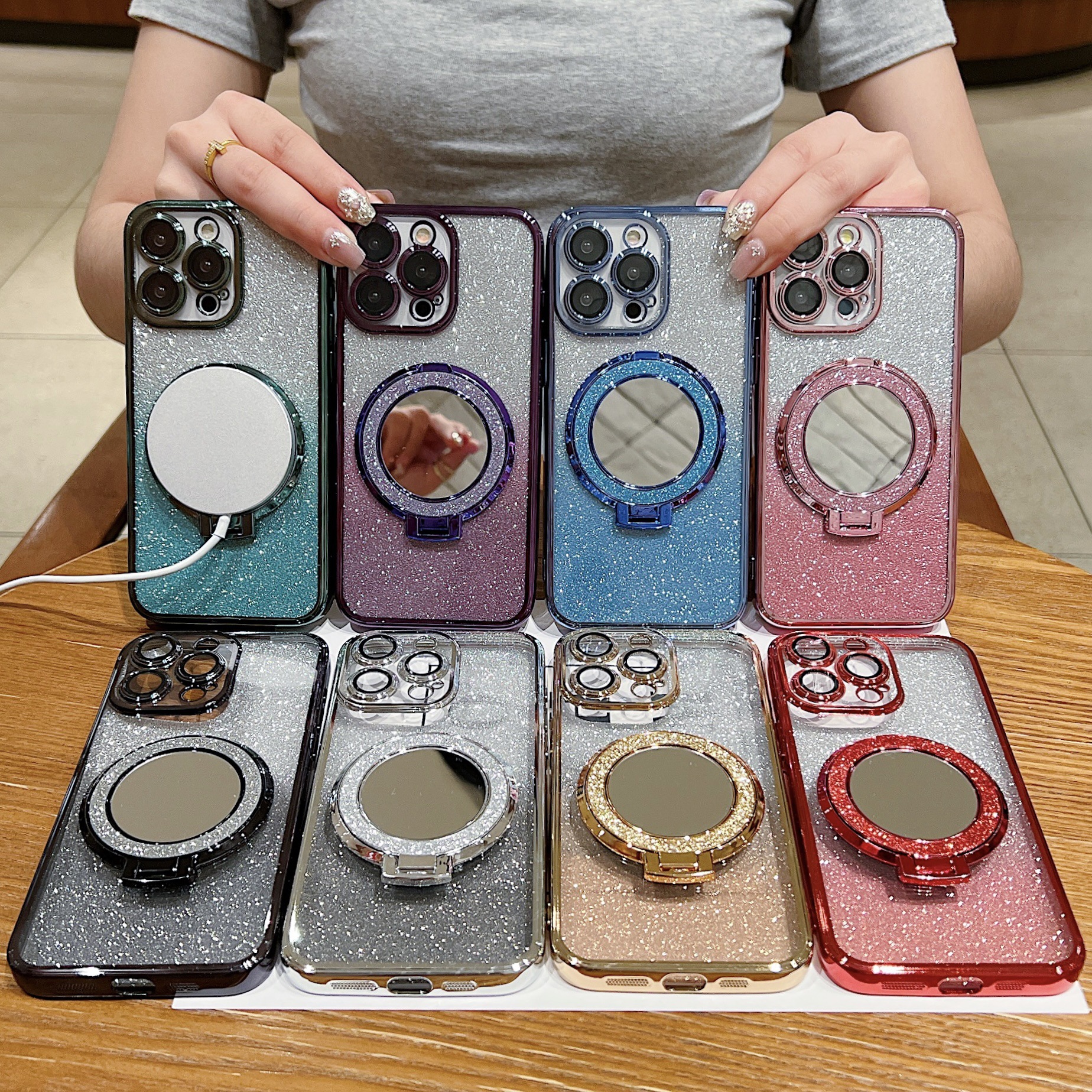 Glitter Mirror Bracket Phone C - Phone Cases Vogue incelemesi ve fiyatı