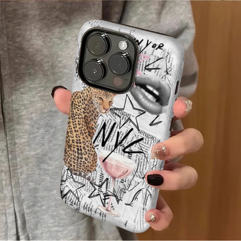NYC Leopard & Cocktail Retro N - Phone Cases Nyc incelemesi ve fiyatı