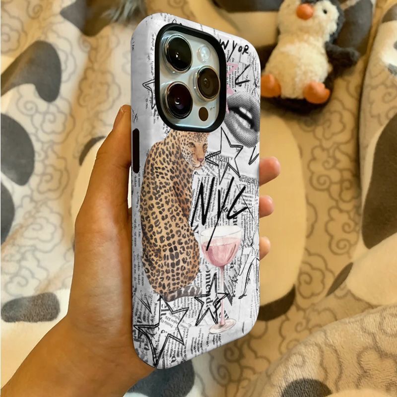 NYC Leopard & Cocktail Retro N - Phone Cases Nyc incelemesi ve fiyatı